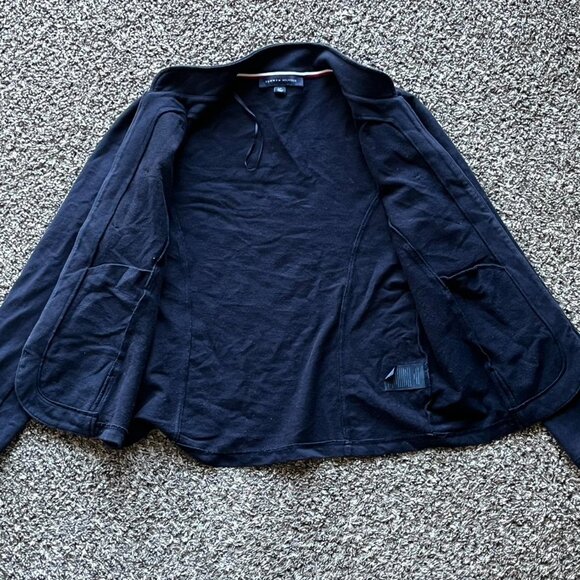 Tommy Hilfiger Jacket Womens Large Navy Blue Open Front Military Brass Buttons - Picture 4 of 8